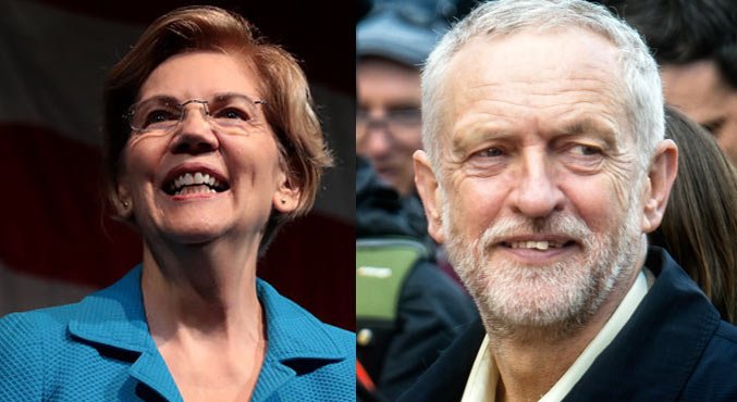 Massachusetts Senator Elizabeth Warren and Labour Party leader Jeremy Corbyn